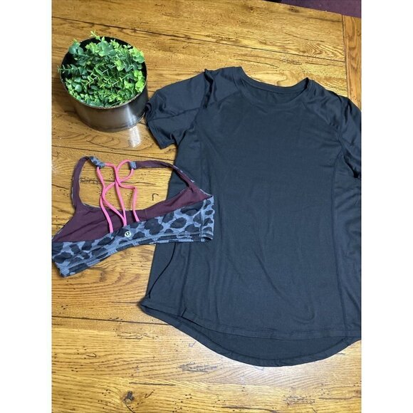 ZYIA Active Soft Tee Black Stretch L + Lululemon Bra - Picture 2 of 10
